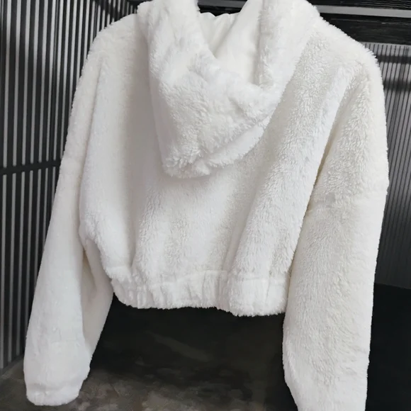 Ambiance Cream Teddy Jacket with Hood - Picture 3 of 4